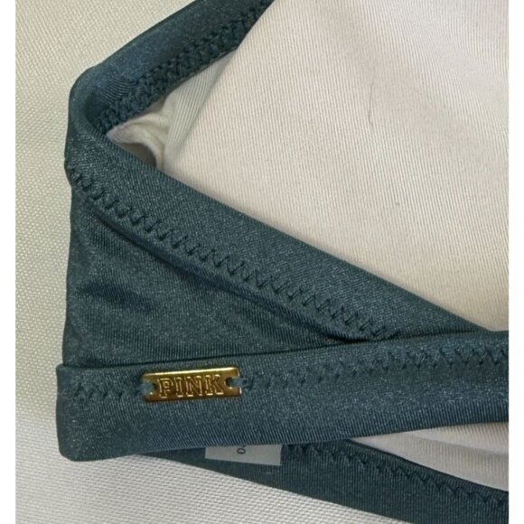 PINK by VS Bikini Swim Top Medium Green Adjustable Removable Padding Beach Resor - Picture 9 of 9